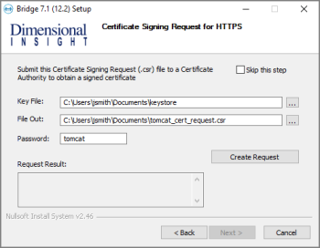 Certificate Signing Request for HTTPS.